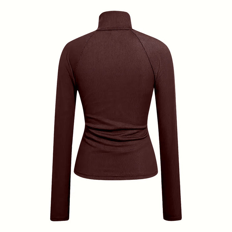 Turtleneck Half-Zip Long Sleeve Knit Shirt