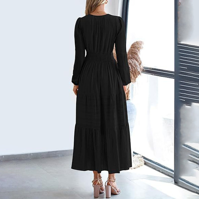 V-Neck Smocked Waist Maxi