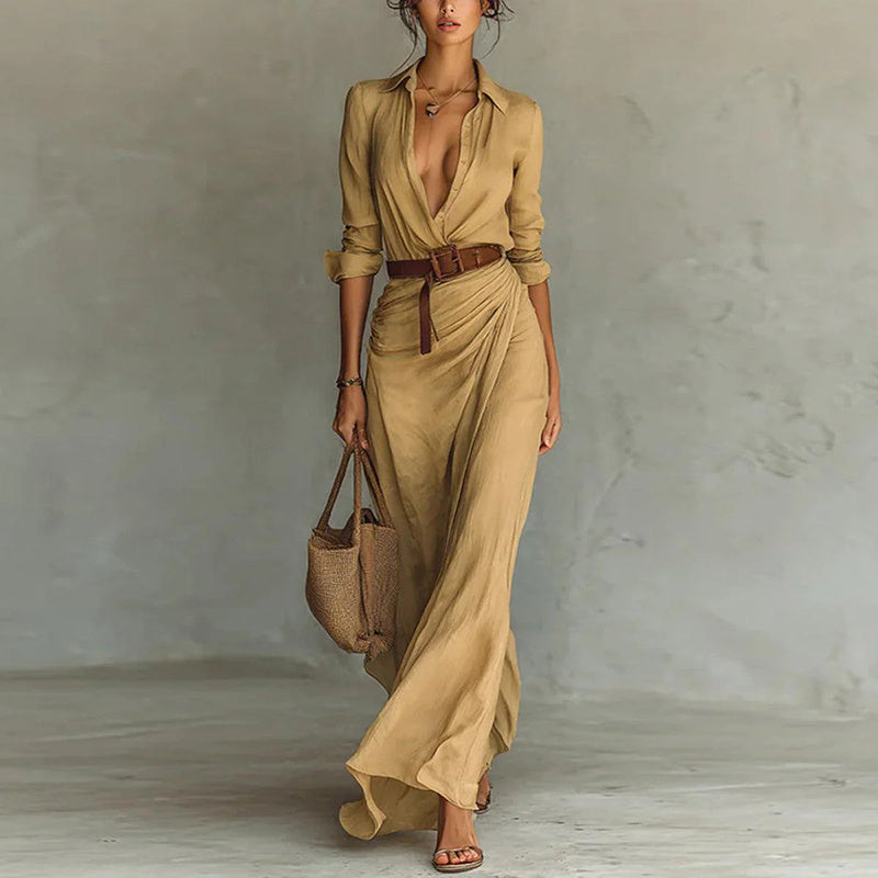 Long Sleeve Ruched Maxi