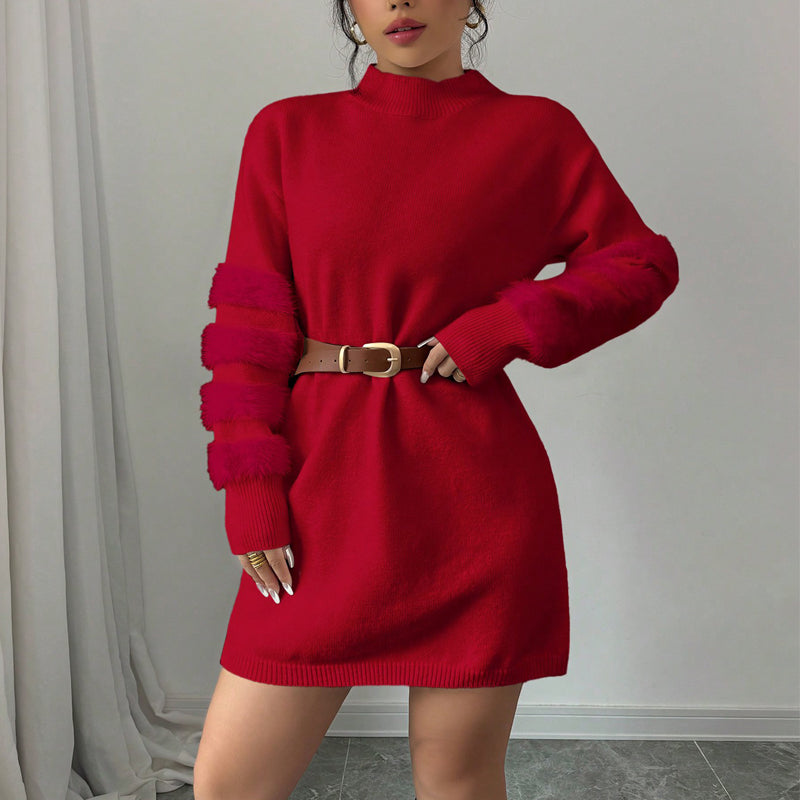 Plush Long Sleeve Mini Dress