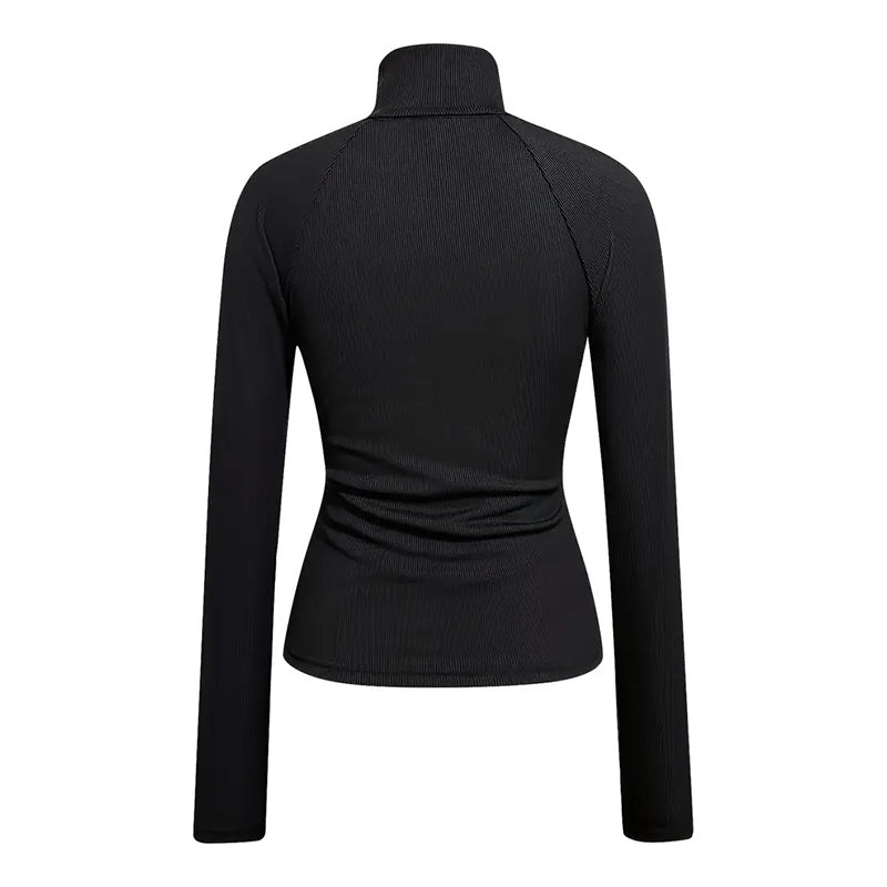 Turtleneck Half-Zip Long Sleeve Knit Shirt