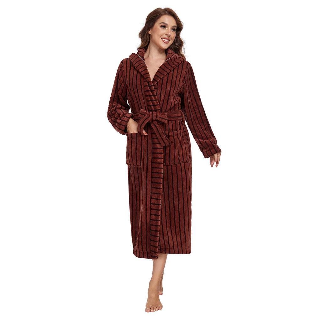 Extra Long Fleece Bathrobe With Hood & Pockets