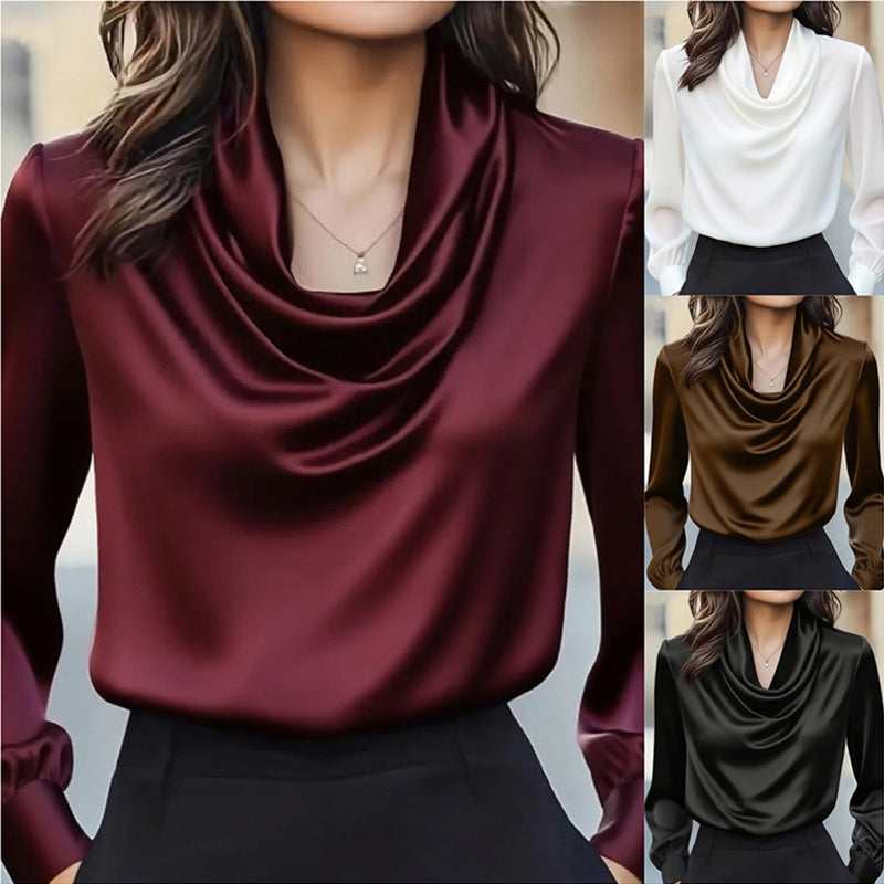 Draped Neck Long Sleeve Shirt