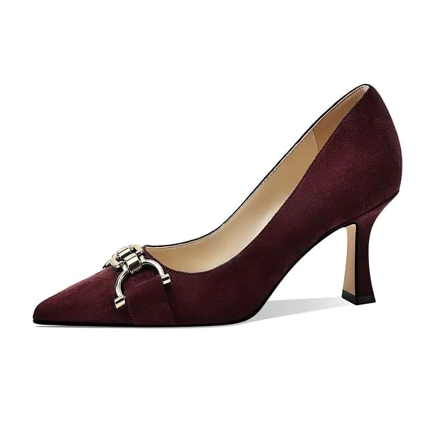 Closed Toe Pointed Pumps Mid High Kitten Heels