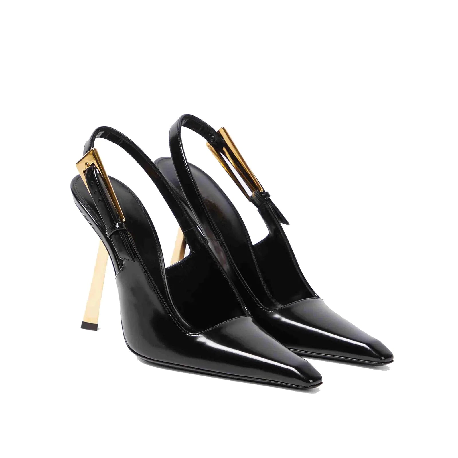 THESHY Slingback Stiletto High Heels Square Toe Metal Buckle