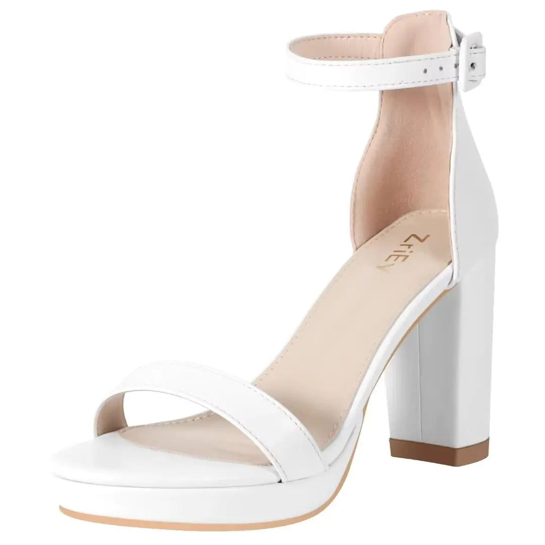 ZriEy 4-Inch Platform High Heels Block Chunky Sandals Open Toe Ankle