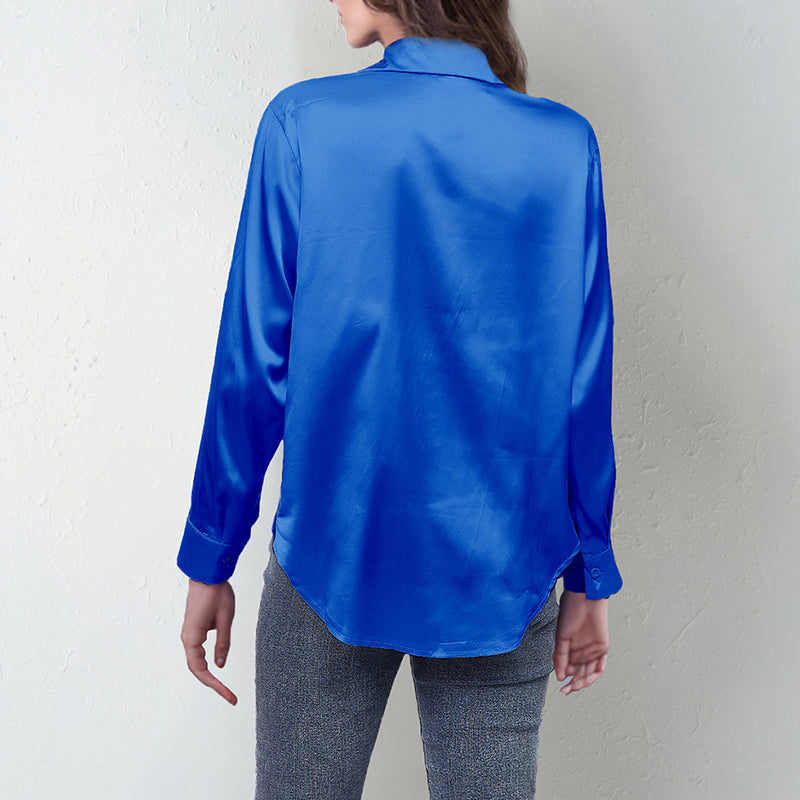 Elegant Satin Lapel Shirt