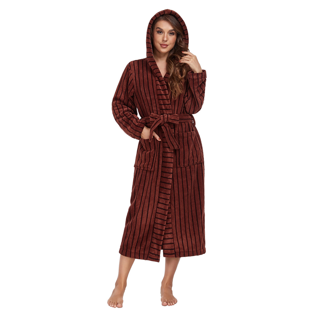 Extra Long Fleece Bathrobe With Hood & Pockets