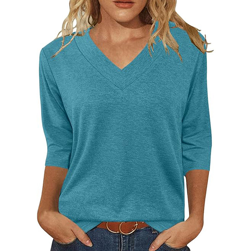3 Pack 3 4 Sleeve Shirts For Women V Neck T Shirt Fall Casual Tops Basic Base Layer Undershirts Tees