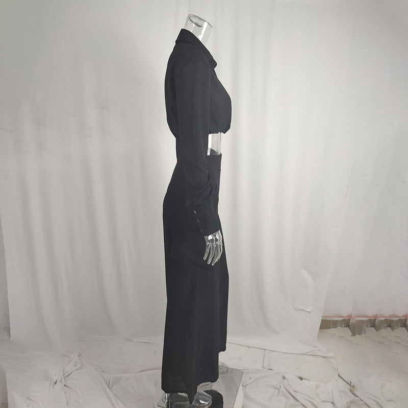 Plus Size Crisscross Top & Wide Leg Pants With Pockets