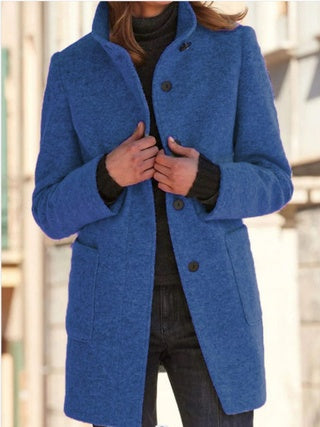 Button-up Stand-up Collar Woolen Jacket