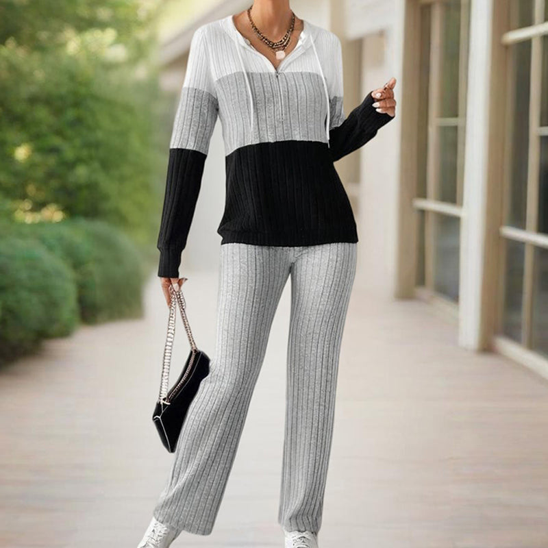 Long Sleeve Zip-Up Hoodie With Wide-Leg Lounge Pants