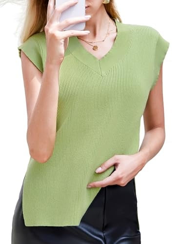 Solid V-neck Vest Sweater