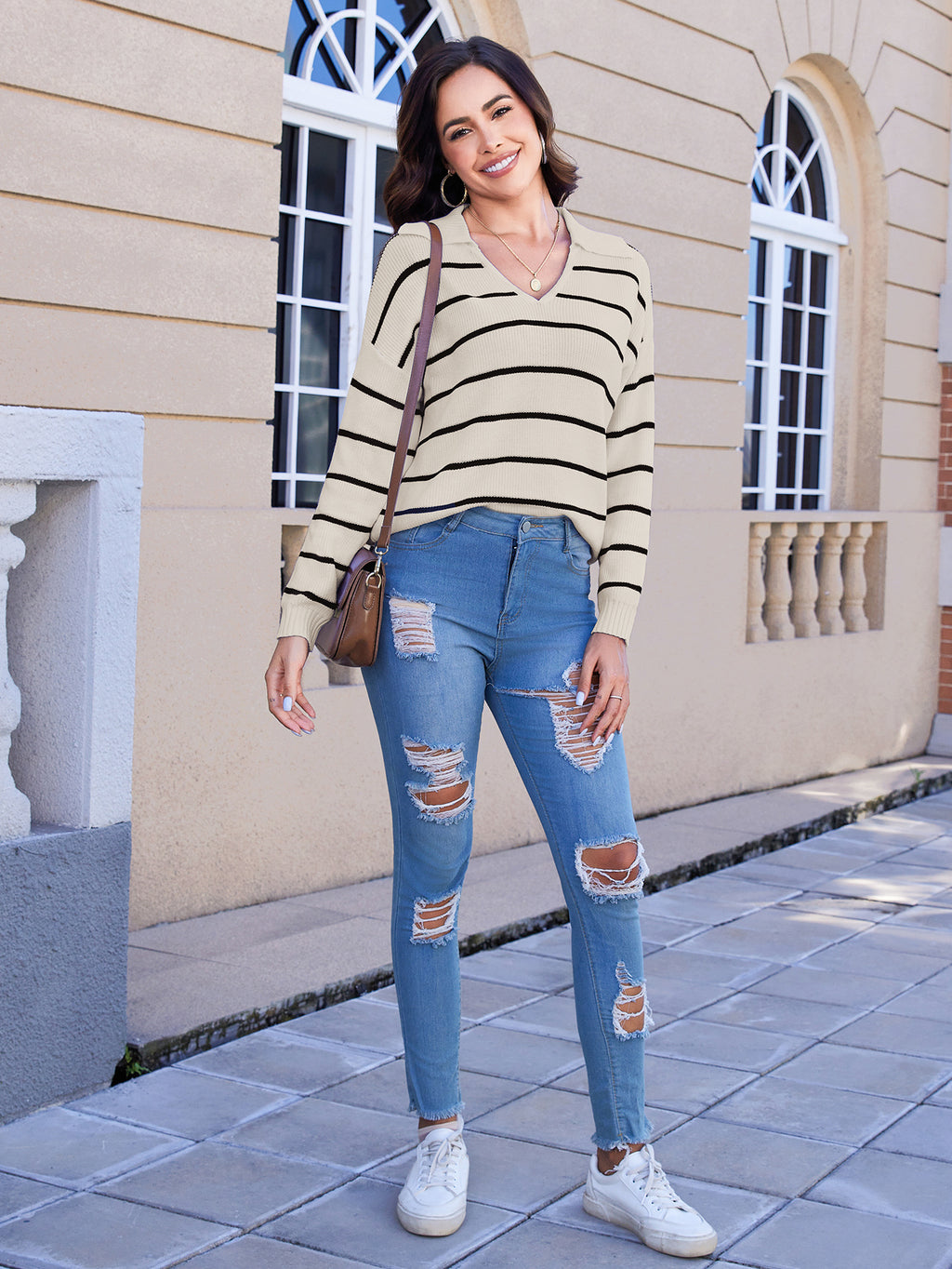 V-neck Long Sleeved Sweater