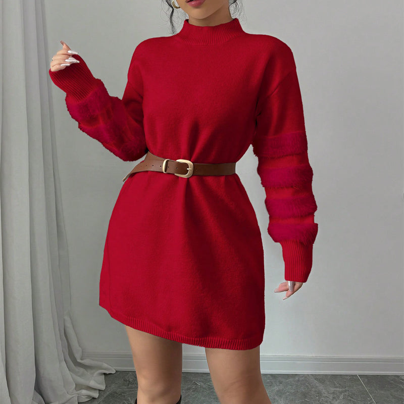 Plush Long Sleeve Mini Dress