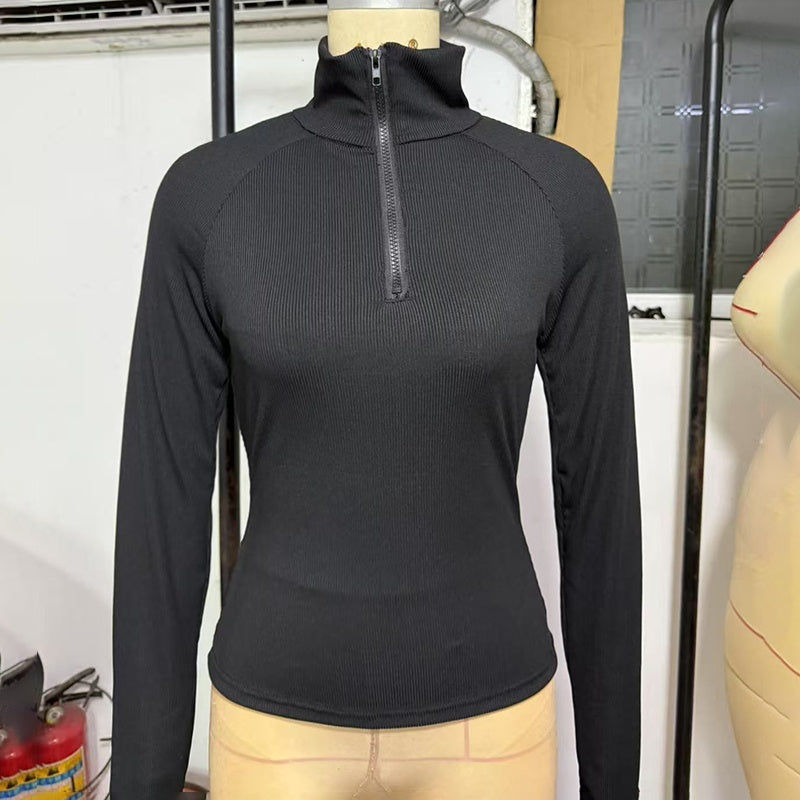 Turtleneck Half-Zip Long Sleeve Knit Shirt