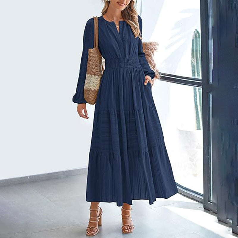 V-Neck Smocked Waist Maxi
