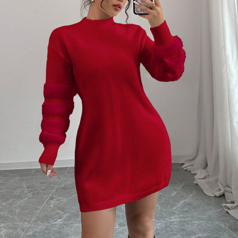 Plush Long Sleeve Mini Dress