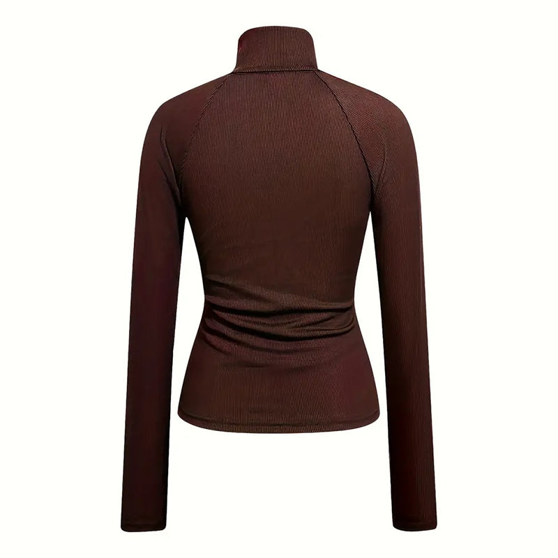 Turtleneck Half-Zip Long Sleeve Knit Shirt