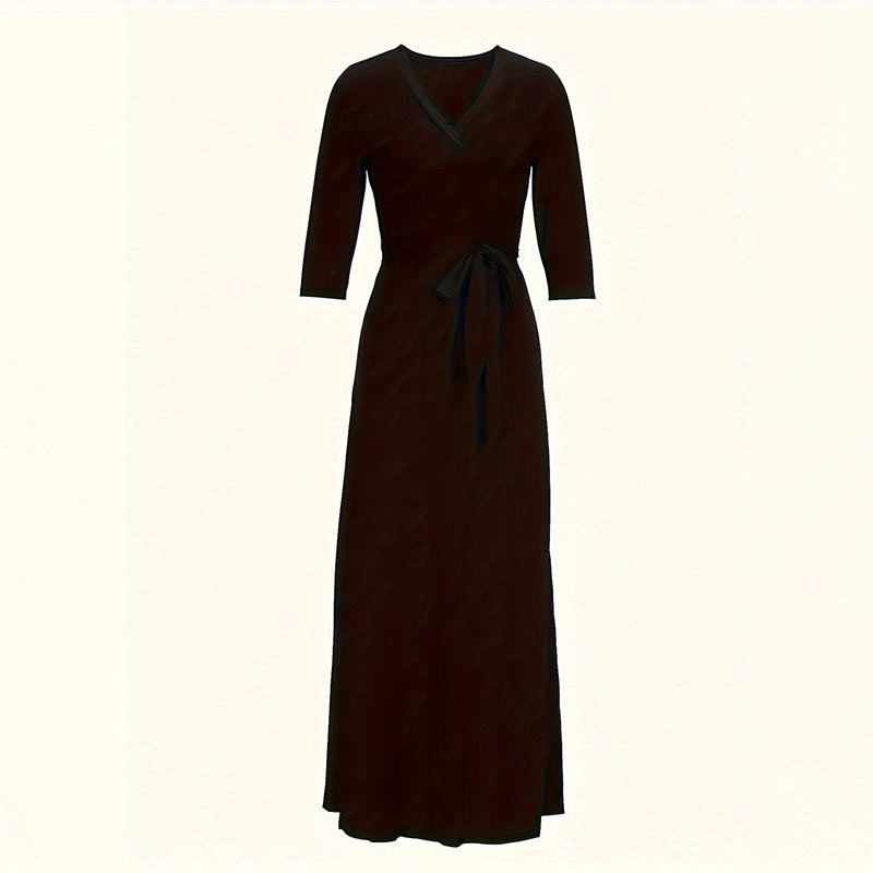 V-Neck Elegant Half-Sleeve Maxi