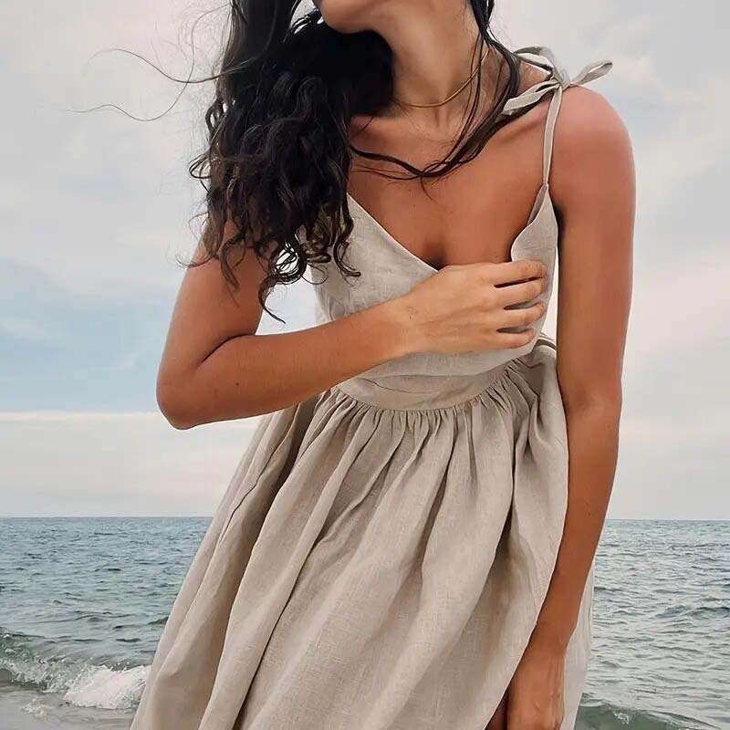 Maxi V Neck Spaghetti Strap Long Sundress