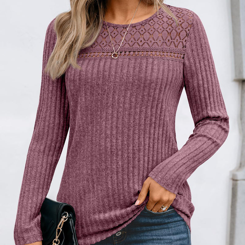 Hollow Out Pullover - Soft Lightweight Long Sleeve Top