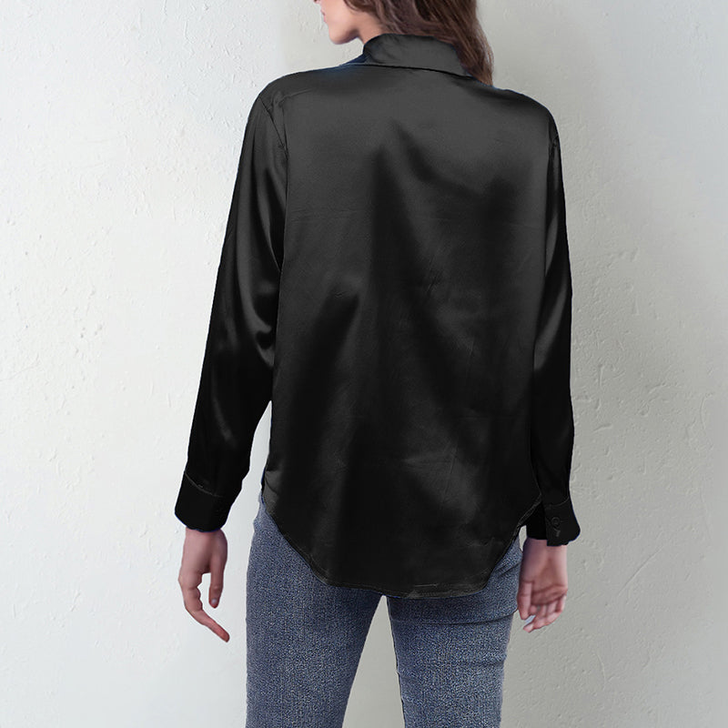 Elegant Satin Lapel Shirt