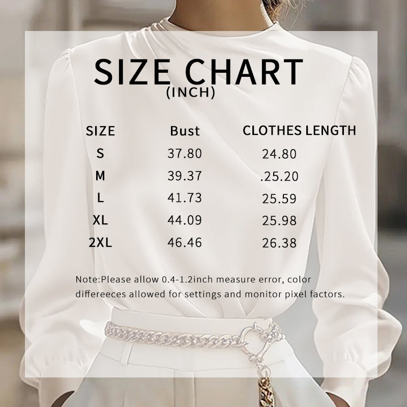 Pleated Long Sleeve Blouse, Round Neck