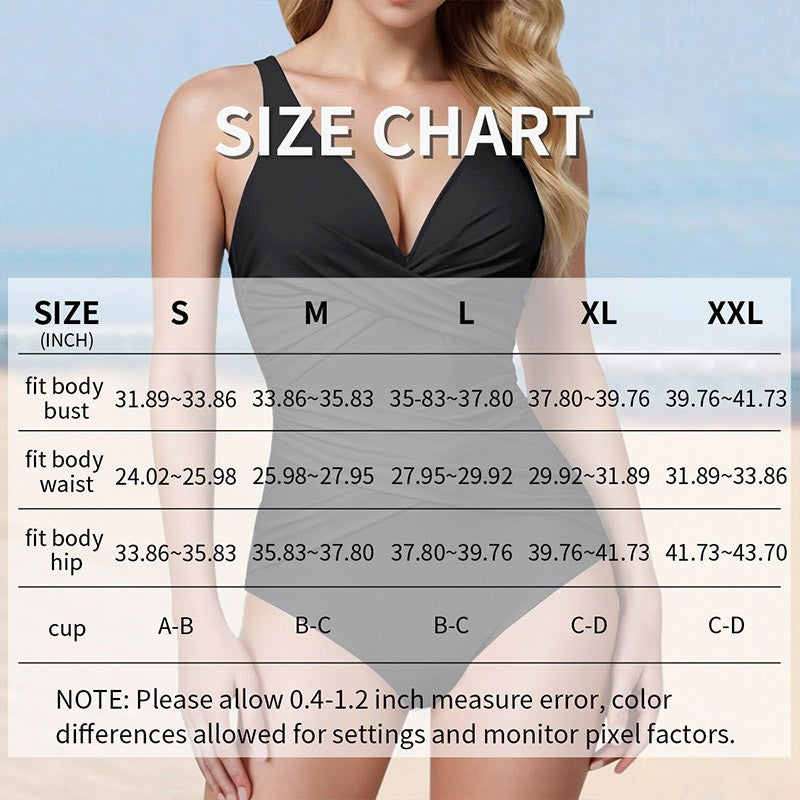 V Neck Criss Cross Ruched Push Up Slimming Swimwear