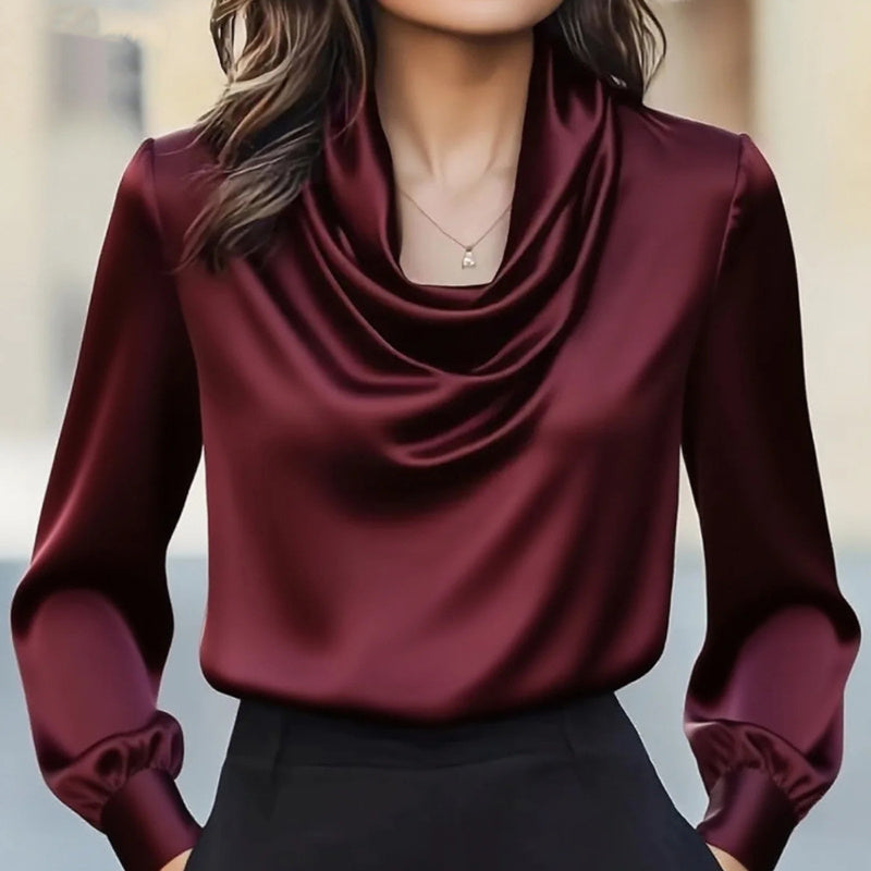 Draped Neck Long Sleeve Shirt