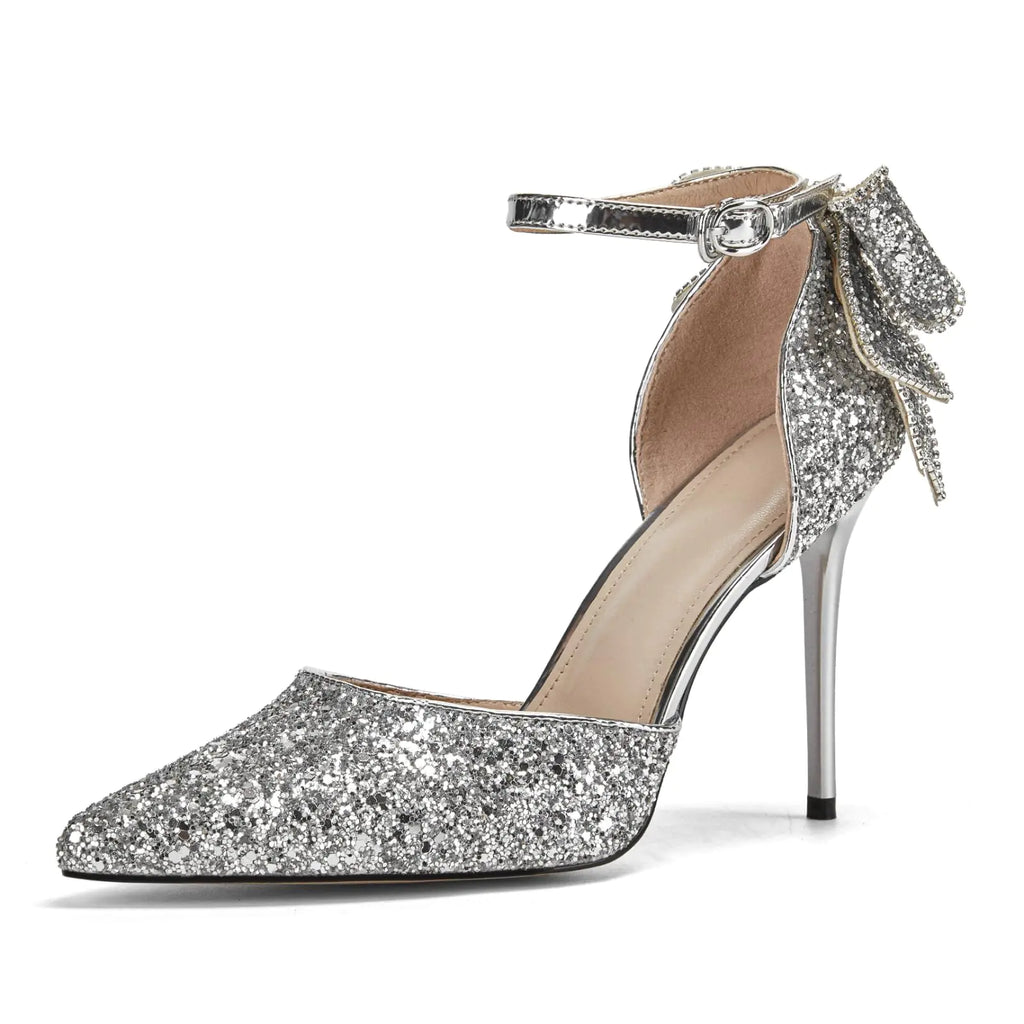 High Heels Butterfly Back Sexy Stiletto Pumps Closed Toe