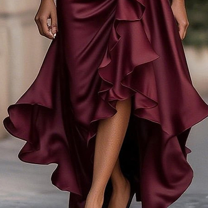 Vintage Solid Color A-Line Maxi Dress