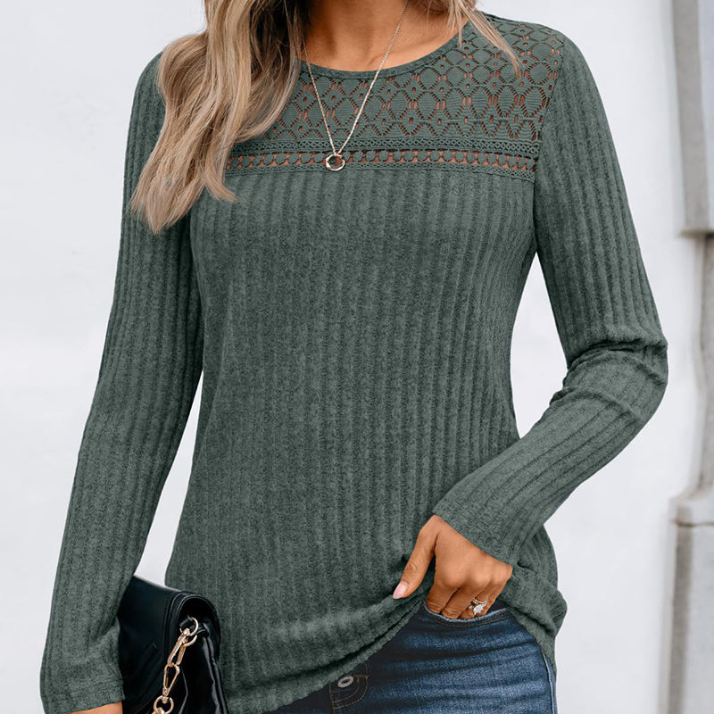 Hollow Out Pullover - Soft Lightweight Long Sleeve Top