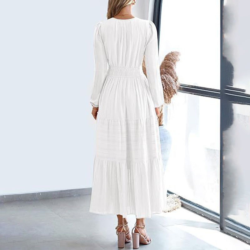 V-Neck Smocked Waist Maxi