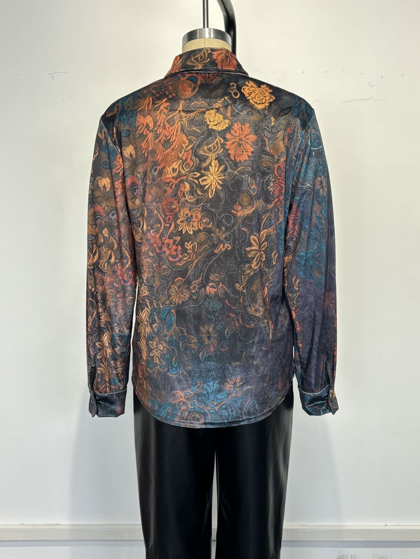 Retro Boho Floral Button Down Long Sleeve Blouse