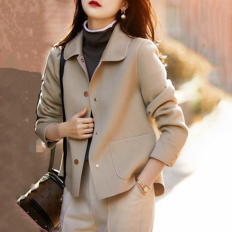 Double-faced Wool Lapel Short Jacket