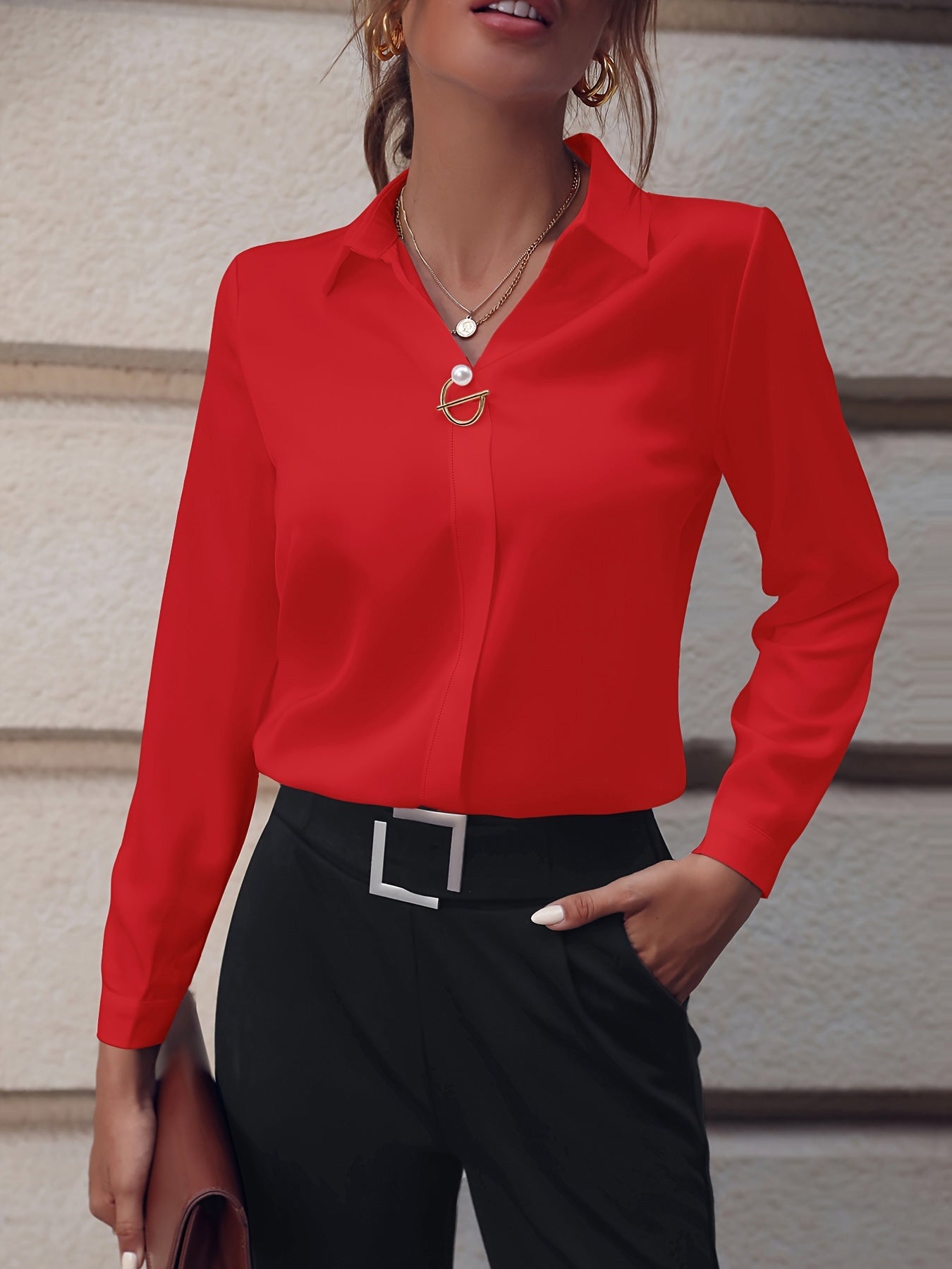 Long Sleeve Shirt With Pearl Button