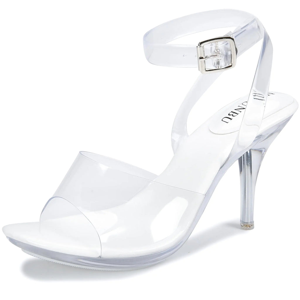 NBUUNBU Clear Heels For Women Transparent Strappy Platform Sandals