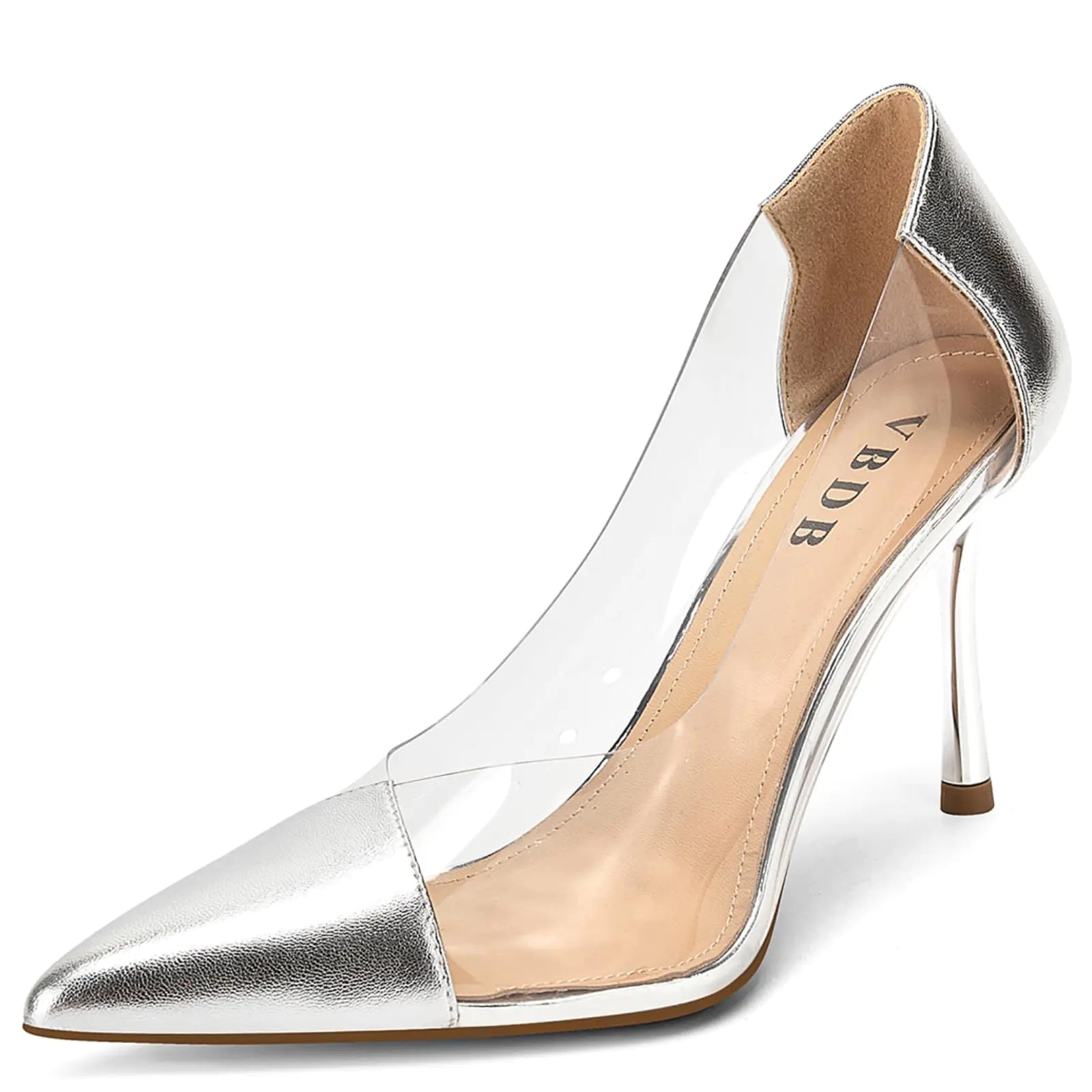 VBDB Clear High Heels Pointed Closed Toe Stiletto Pumps
